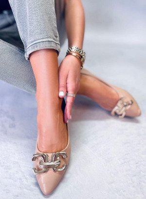 Baleriny eleganckie z klamerką SIMONA KHAKI 36