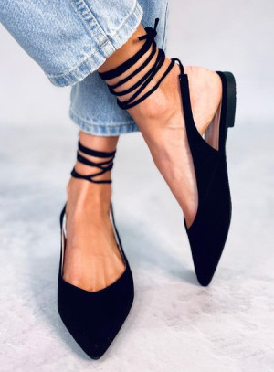 Baleriny bez pięty wiązane DENTONI BLACK 36