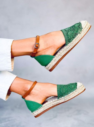 Espadryle wycięte zielone 3035 GREEN 37
