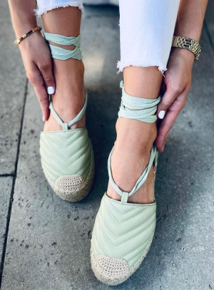 Espadryle wiązane na kostkę FREESIA GREEN 36