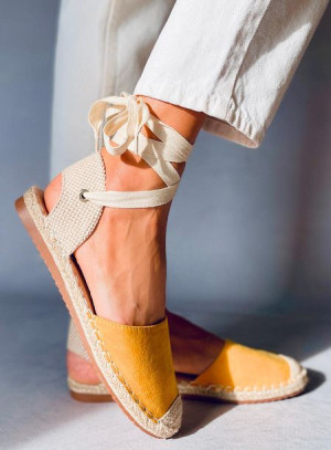 Espadryle wiązane na kostkę ROMINA YELLOW 38