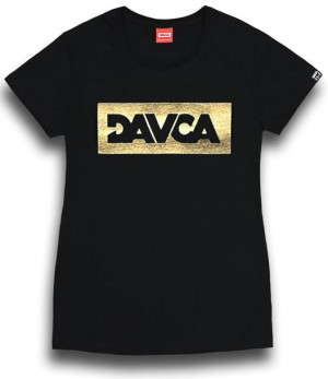 T-shirt Damski Davca Czarny Złote Logo Xl
