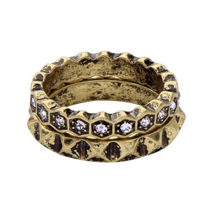 Double Layer Rhinestone Ring Finger Afrykański Brą