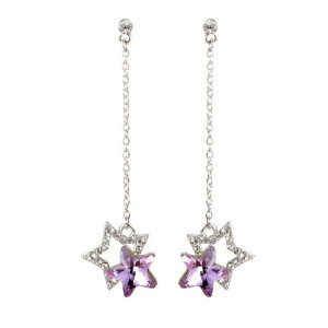 Fashion Blue Purple Stars Dangle Kolczyki Crystal