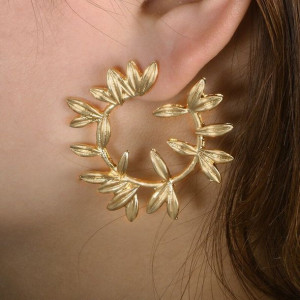 Fashion Metal Hallow Leaves Kolczyki Vintage Okrąg