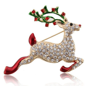 Kolorowe Crystal Christmas Bell Elk Snowman Brooch
