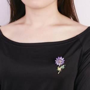 Modny Colorful Rhinestone Flower Broszka Sweet Akc