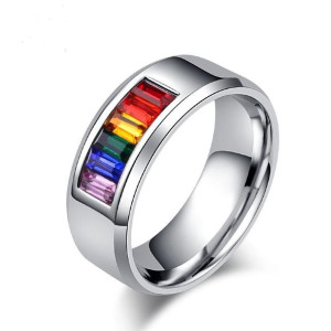 Modny Pierścień Ze Stali Nierdzewnej Rainbow Ring