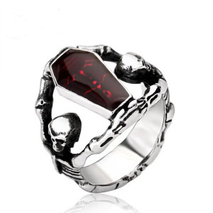 Retro Gothic Titanium Steel Men Ring Vampire Trumn