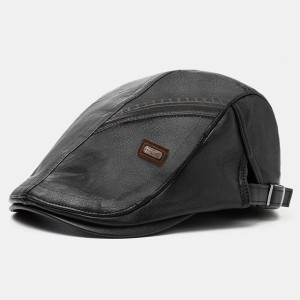 Collrown Men Faux Leather Retro Casual Stripe Patt