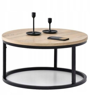 Nowoczesny STOLIK KAWOWY LOFT Okrągły 60 cm STÓŁ