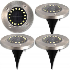 4Xlampy Led Solarne Wbijane Ogrodowe 16 Smd Zimne