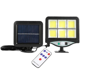 Ścienna Lampa Solarna Bk-128-6Cob Pilot, Czujnik Ruchu I Zmierzchu