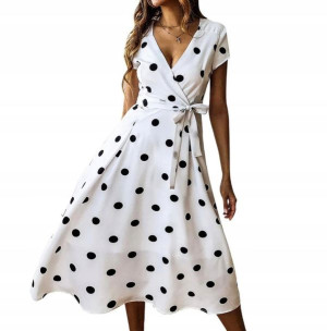 Sukienka Damska W Grochy Midi Elegancka 44 Xxl