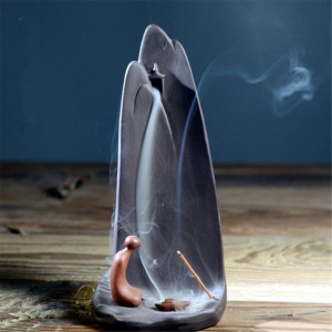 Backflow Incense Burner Mountain Ceramic Home Offi