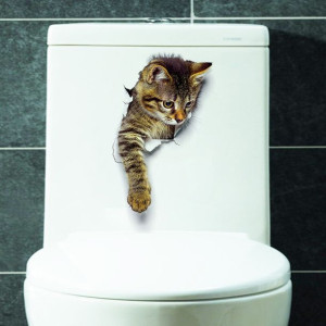 Naklejki 3D Cute Cat Naklejki Toliet Naklejki Deko