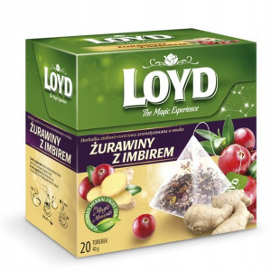 Herbata LOYD Żurawina z imbirem piramidki