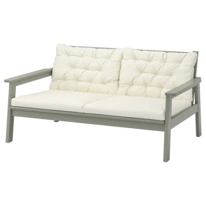 IKEA BONDHOLMEN Sofa 2 osobowa na zewnątrz szara bejca Kuddarna beżowy
