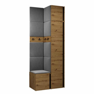 GARDEROBA Orion XXXIII panele tapicerowane + meble dąb artisan