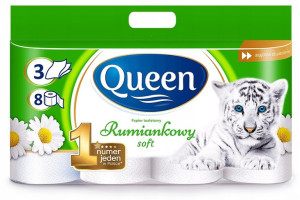 Papier toaletowy 3 warstwy Queen Rumiankowy 8 role