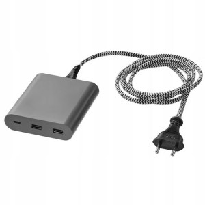 Ładowarka USB 40 W szara 3 porty Askstorm IKEA