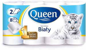 Papier toaletowy 2 warstwy Queen Biały 8 rolek