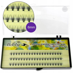 Jedwabne Rzęsy Kępki Liddy 6 mm Czarne 60 szt