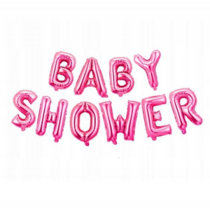 Balony dekoracja napis baby shower różowy 40 cm