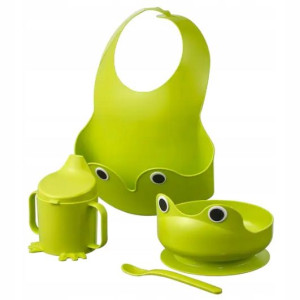 Zestaw do karmienia + śliniak zielony IKEA żaba
