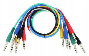 Kable do krosownicy Jack 6,3 mm stereo 0,9 m 6 szt