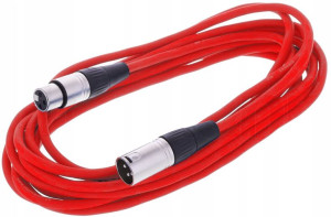 Kabel przewód mikrofonowy XLR - XLR - 6m czerwony