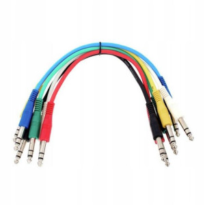 Kable do krosownicy Jack 6,3 mm stereo 0,3 m 6 szt