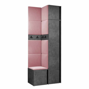 GARDEROBA Orion XXXIII panele tapicerowane + meble kolor beton