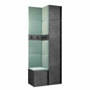 GARDEROBA Orion XXXIII panele tapicerowane + meble kolor beton