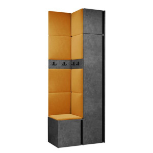 GARDEROBA Orion XXXIII panele tapicerowane + meble kolor beton