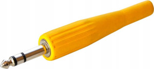 Wtyk Jack 6,3 stereo nikiel na kabel żółty guma