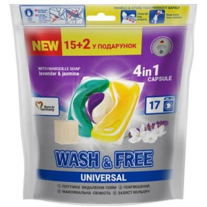 Wash & Free Jaśmin i lawenda, kapsułki do prania, 17 szt.
