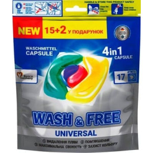 Wash & Free Uniwersal, kapsułki do prania, 17 szt.