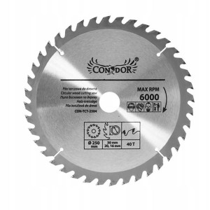 Piła tarczowa do drewna: 250 mm x 40 T CON-TCT-250