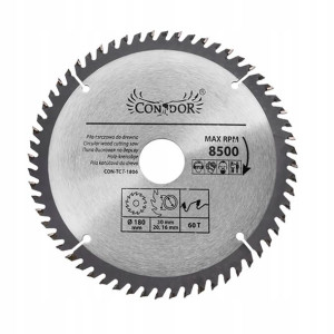 Piła tarczowa do drewna: 180 mm x 60 T CON-TCT-180