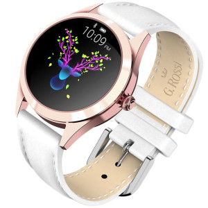 Zegarek G. ROSSI SMARTWATCH SW017-5F różowe złoto + biały pasek