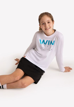 Biały dziewczęcy longsleeve z bawełny organicznej L-WIN JUNIOR 122-128