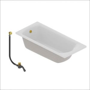 EXCELLENT LAMIA SLIM Wanna 150x75cm+syfon z przelewem, złoty ZEPR.0423.28
