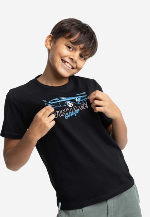 Czarny t-shirt chłopięcy z nadrukiem samochodu T-FURIOS JUNIOR 158-164