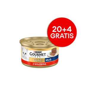 Purina Gourmet Gold mus z wołowiną 20x85g + 4x85g GRATIS