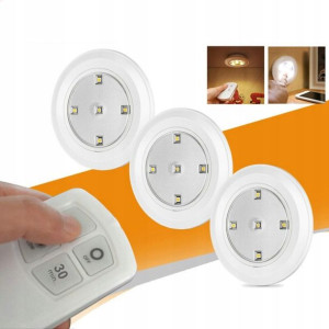 3x Lampka Bezprzewodowa Lampa Led Na Baterie Pilot