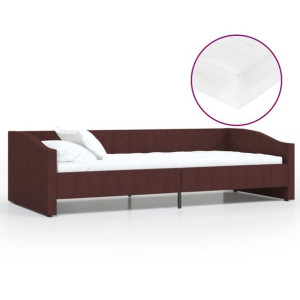 Łóżko dzienne z materacem i USB, fioletowa tkanina, 90x200 cm