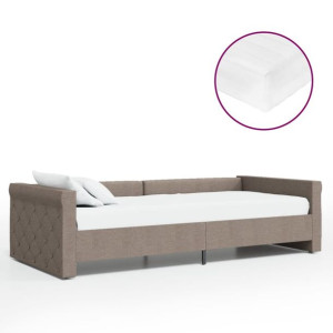 Łóżko dzienne z materacem i USB, kolor taupe, 90x200 cm