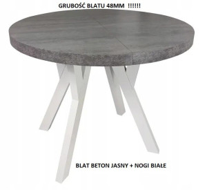 Stół Okrągły Do Jadalni Blat Beton Jasny Nogi Białe SM5 100/100/150