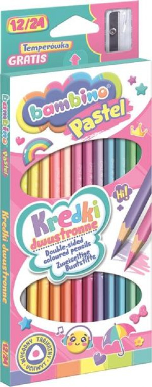 Kredki dwustronne 12 szt./24 kol. PASTEL BAMBINO